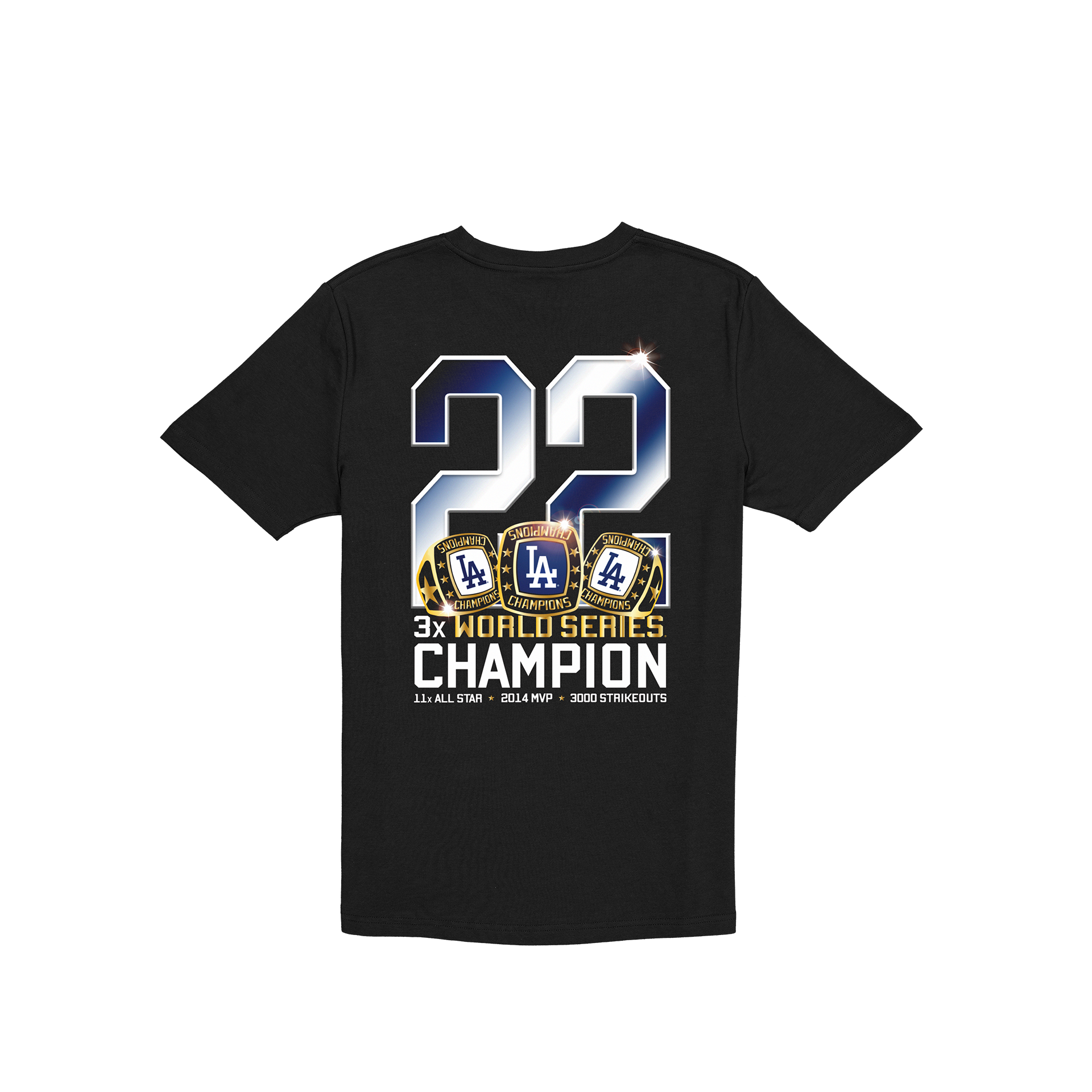 Los Angeles Dodgers Clayton Kershaw 2x World Series Champion Black T-Shirt