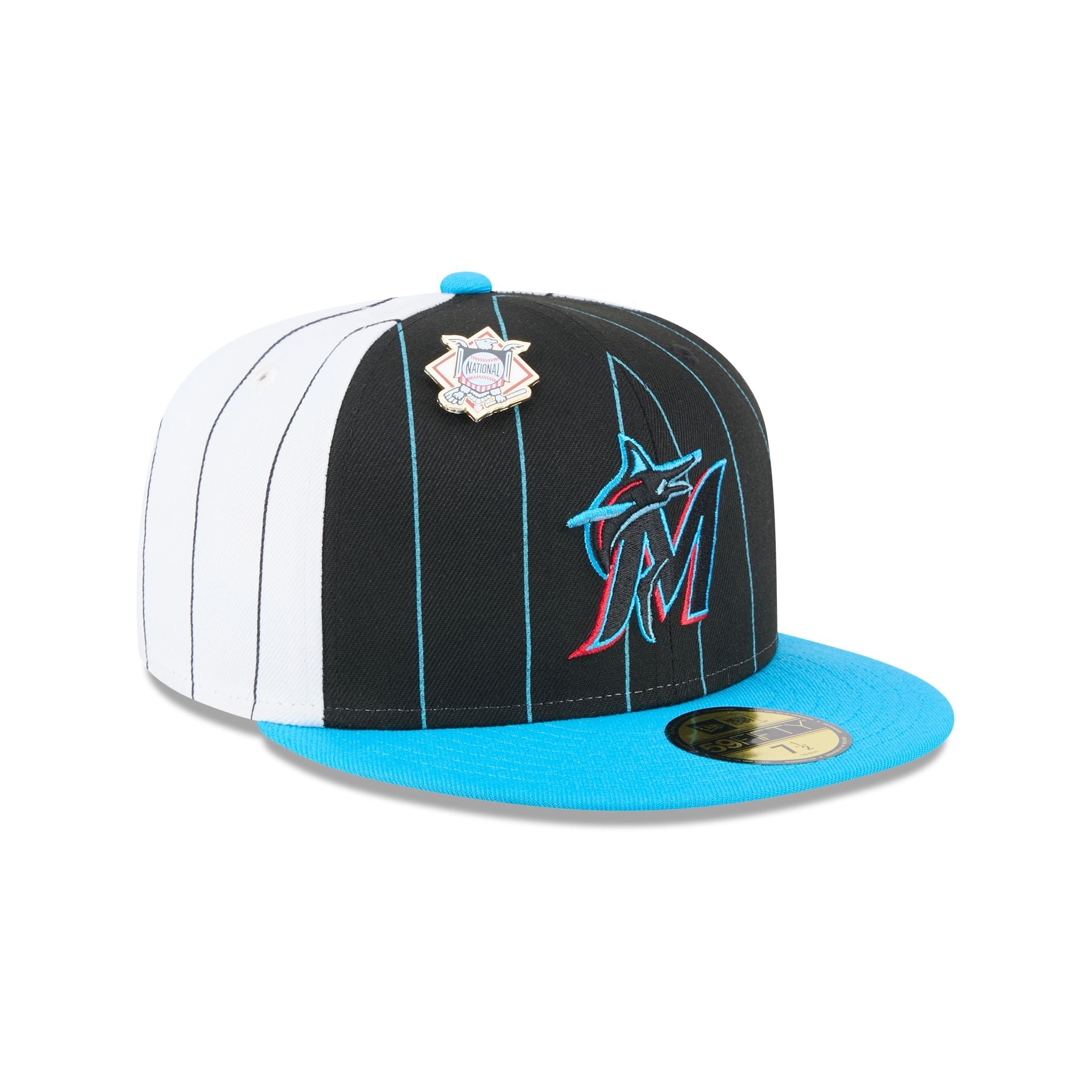 Miami Marlins Pinstripe League Pin 59FIFTY Fitted Hat