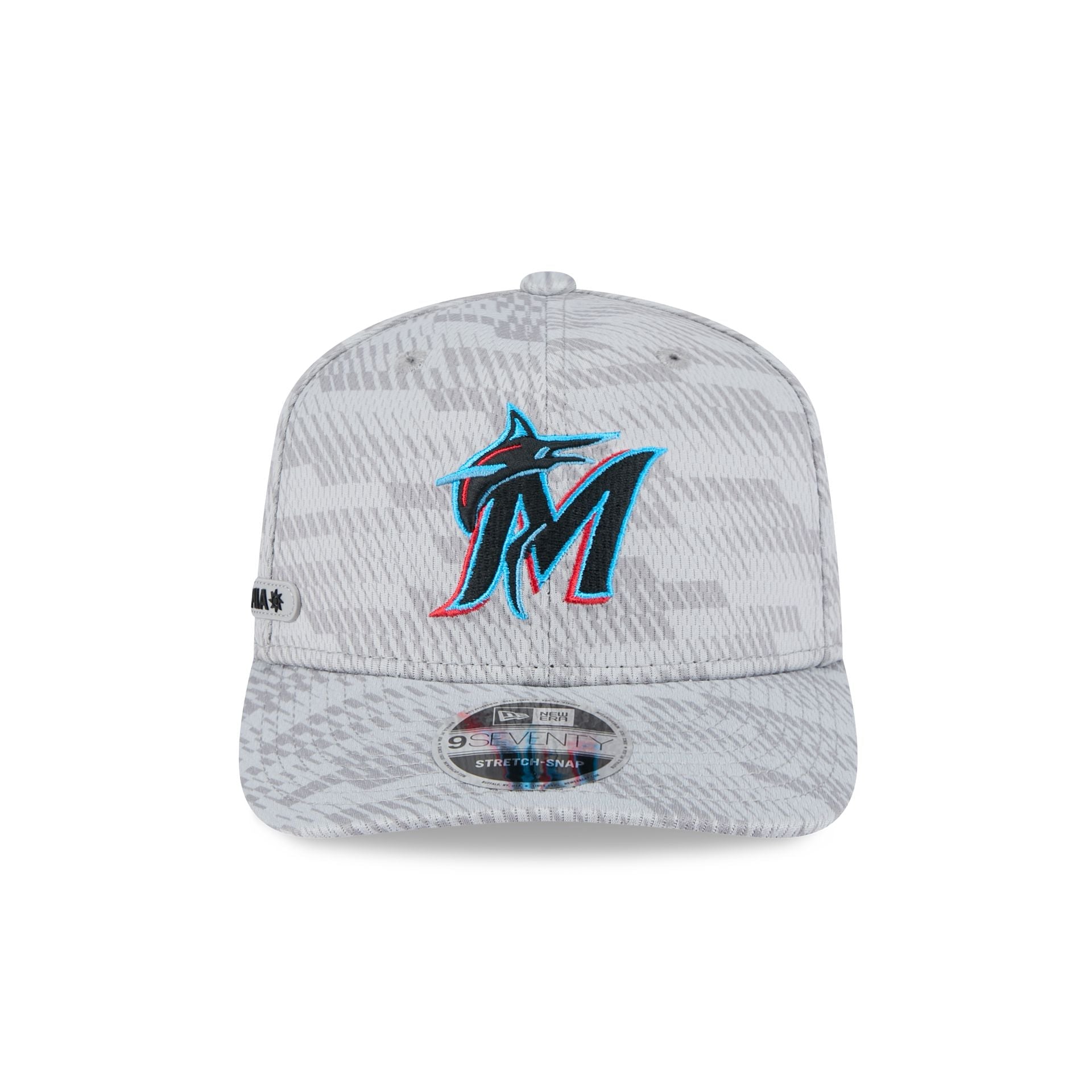Miami Marlins 2025 Clubhouse Gray 9SEVENTY Stretch-Snap Hat