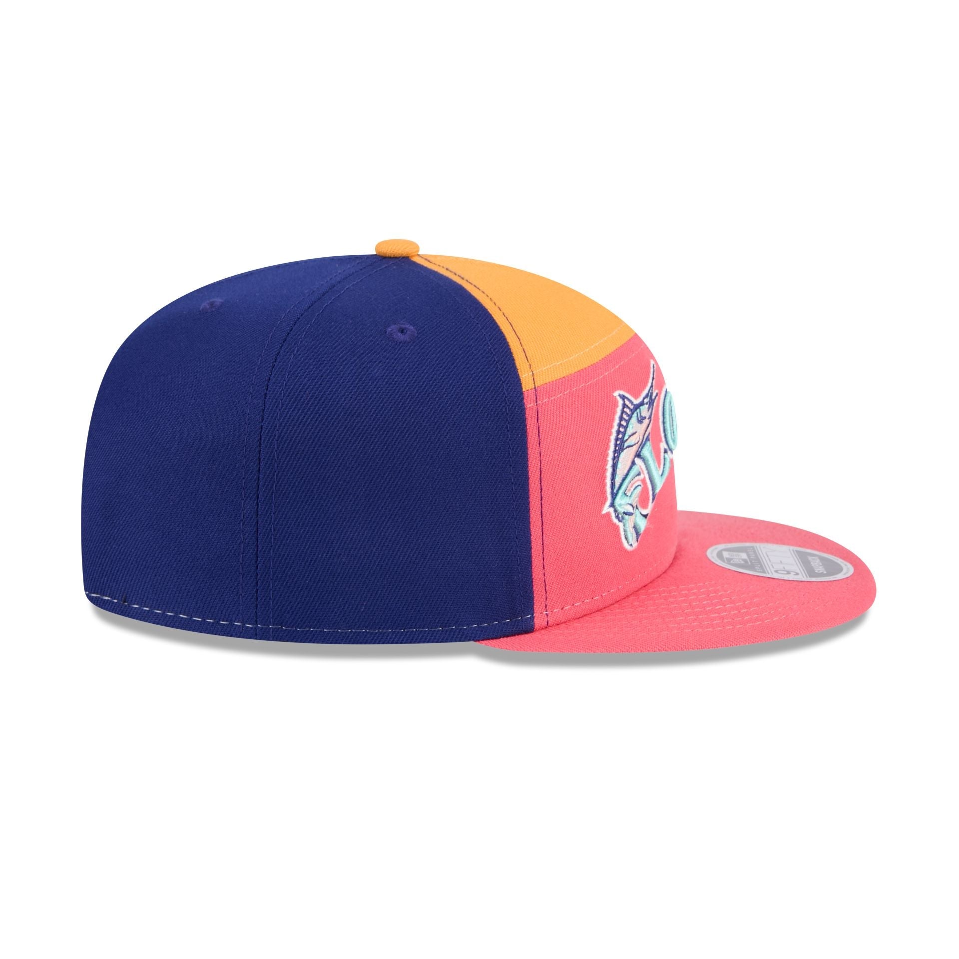 Miami Marlins Coral Split Panel 9FIFTY Snapback Hat