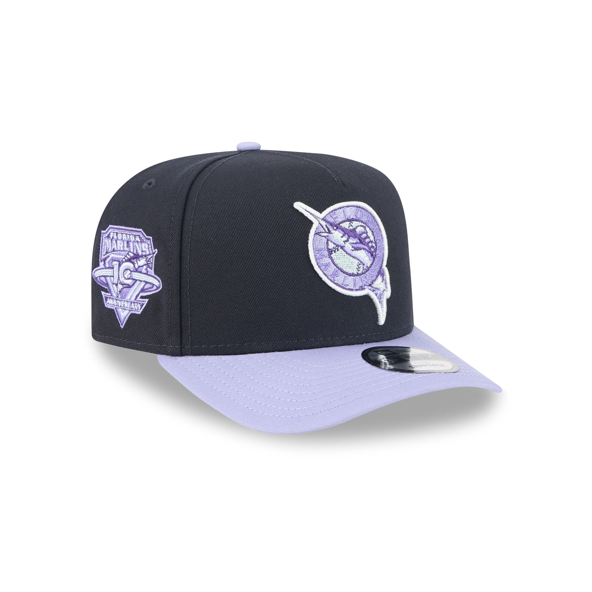Miami Marlins Navy Lavender 9FIFTY A-Frame Snapback Hat