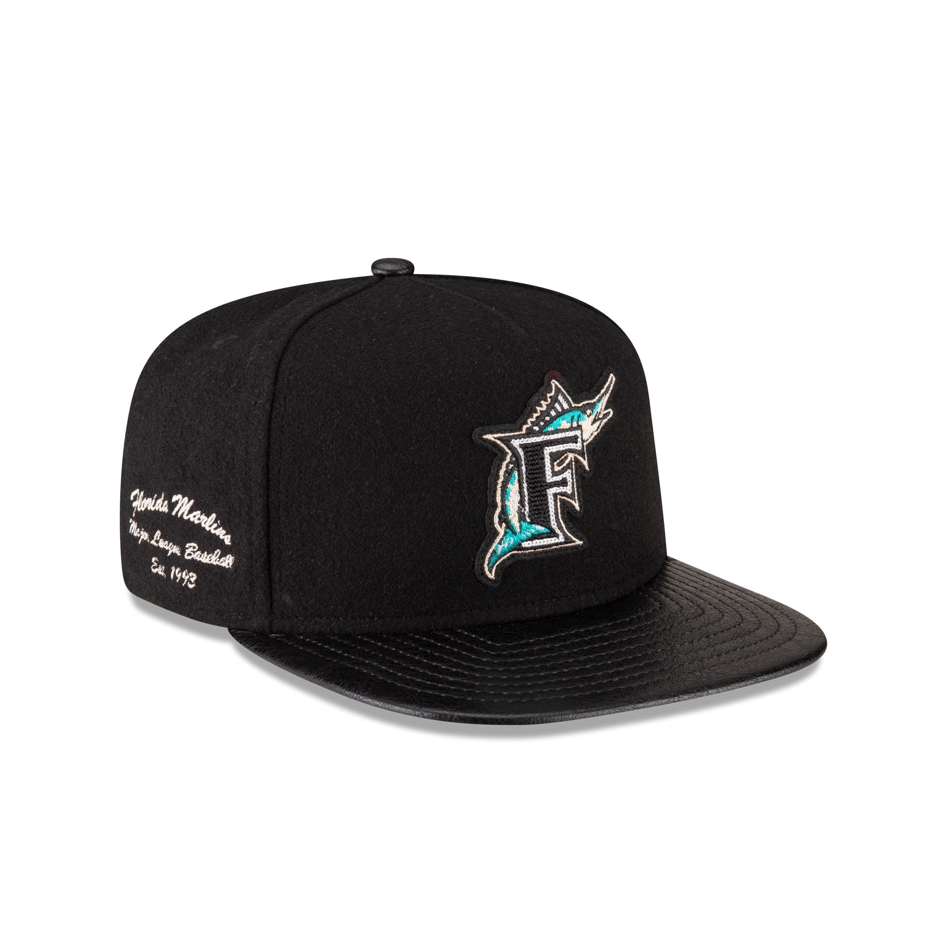 Miami Marlins Wool Letterman 9FIFTY A-Frame Snapback Hat