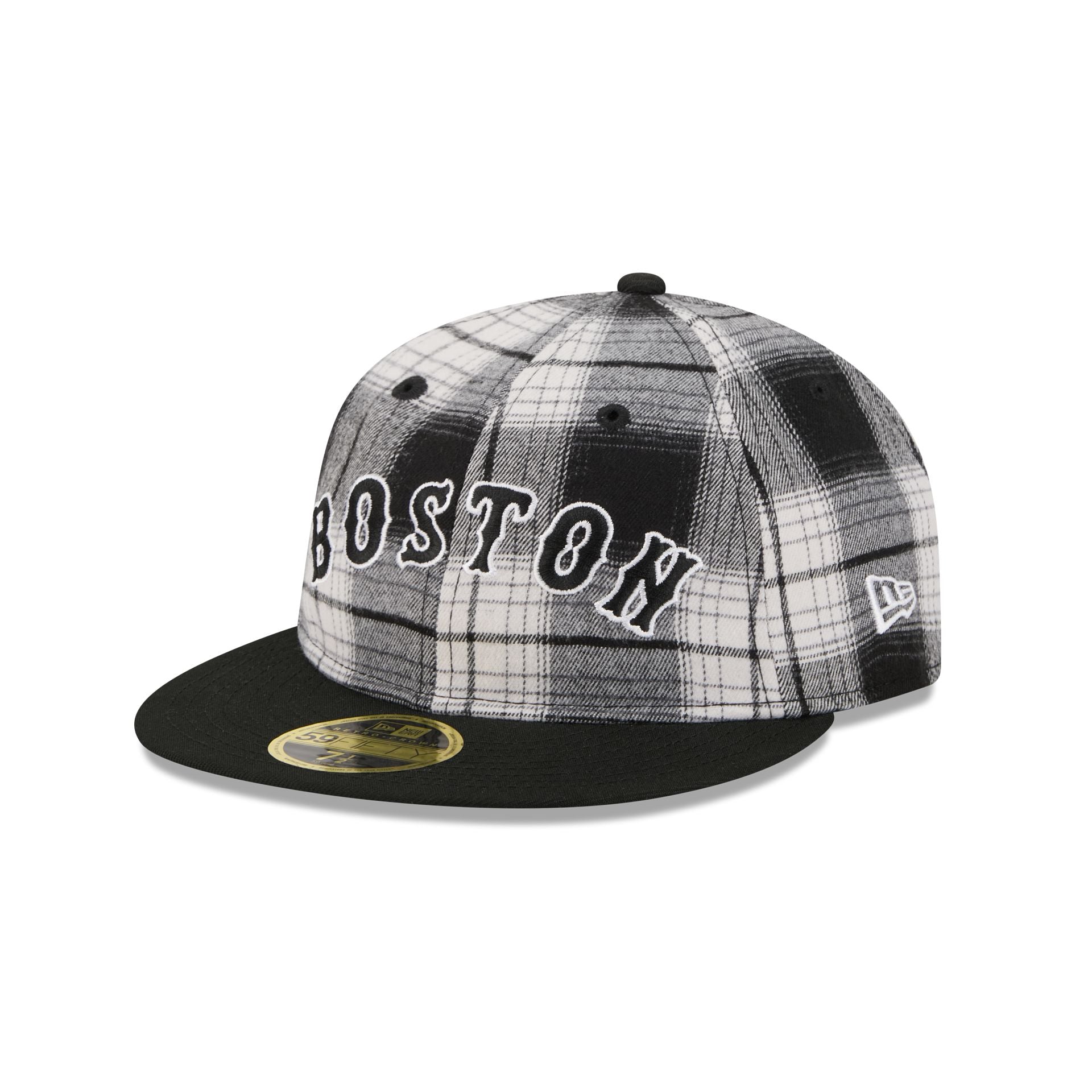 Boston Red Sox Grunge Plaid Retro Crown 59FIFTY Fitted Hat