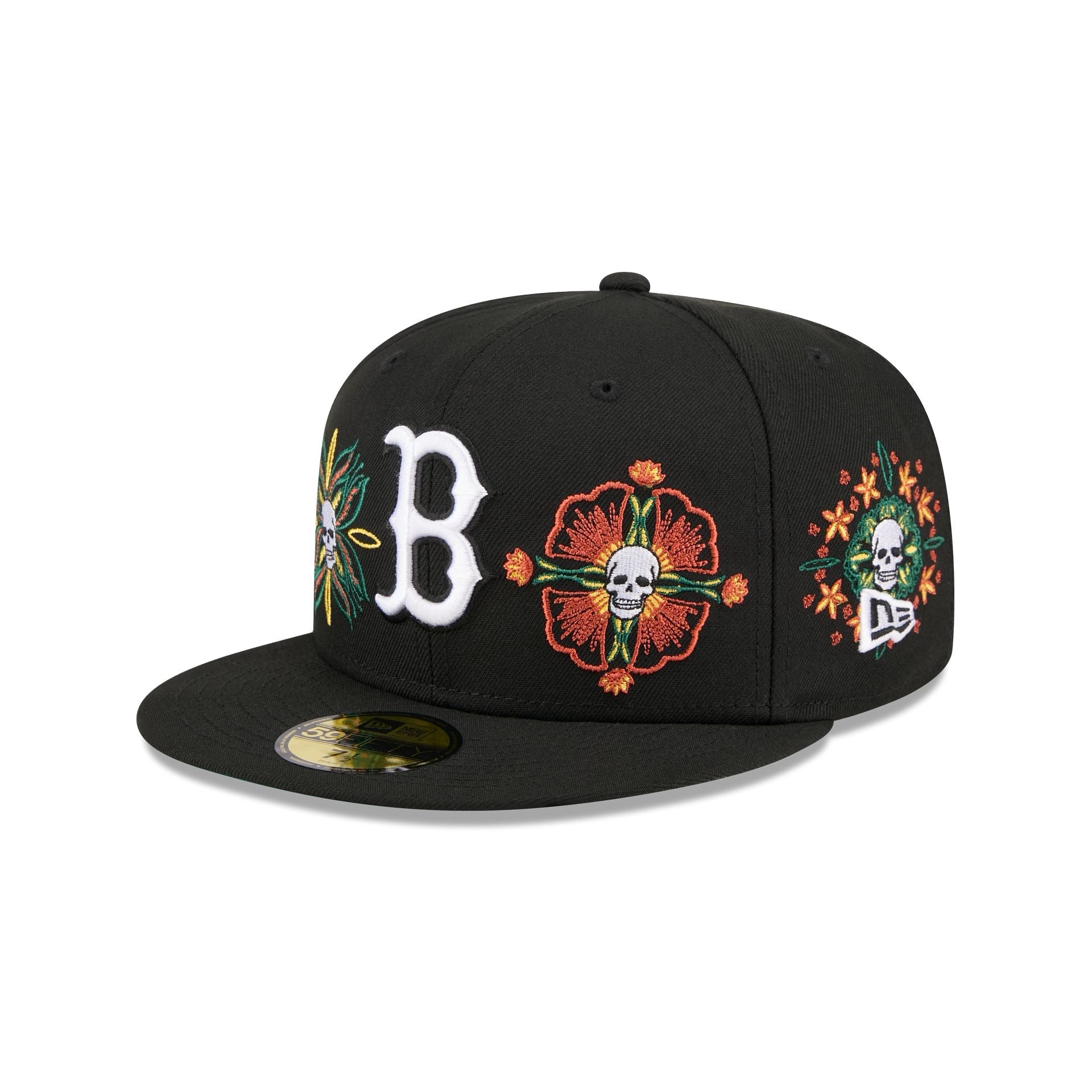 Boston Red Sox Day of the Dead Skull & Flowers 59FIFTY Fitted Hat