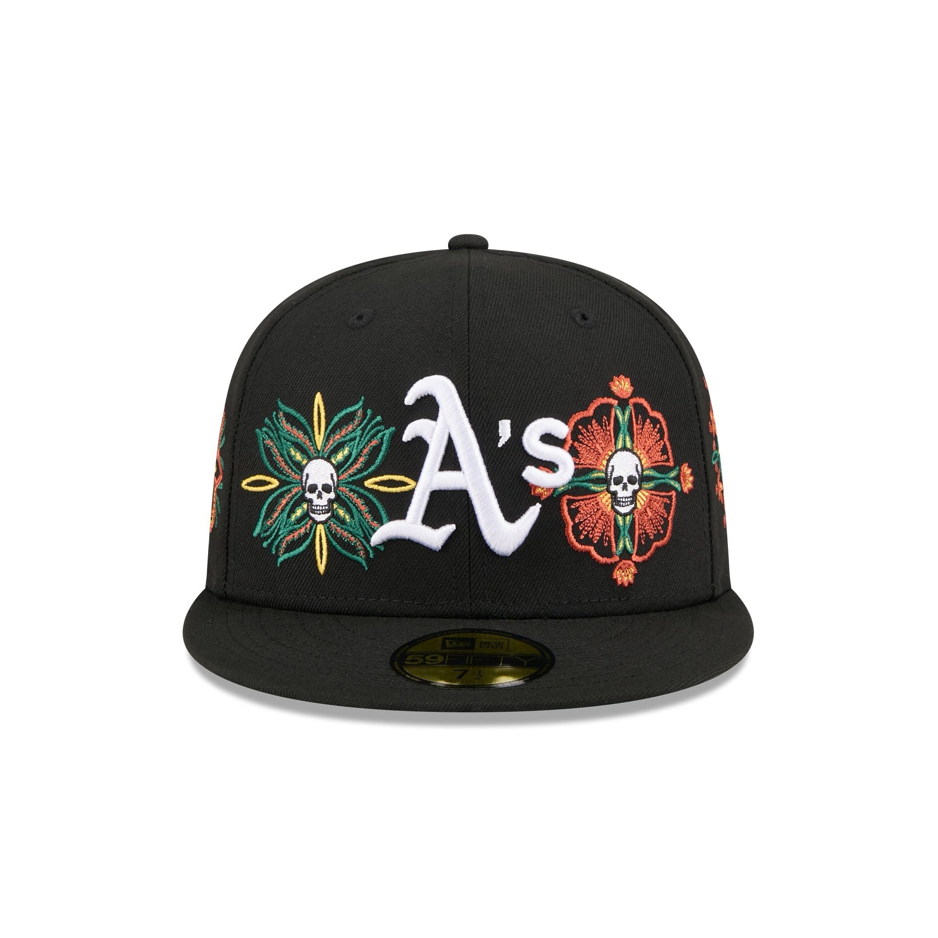 Athletics Day of the Dead Skull & Flowers 59FIFTY Fitted Hat