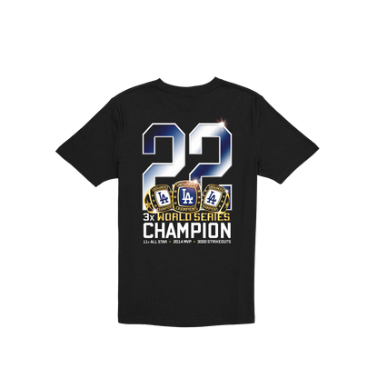 Los Angeles Dodgers Clayton Kershaw 2x World Series Champion Black T-Shirt