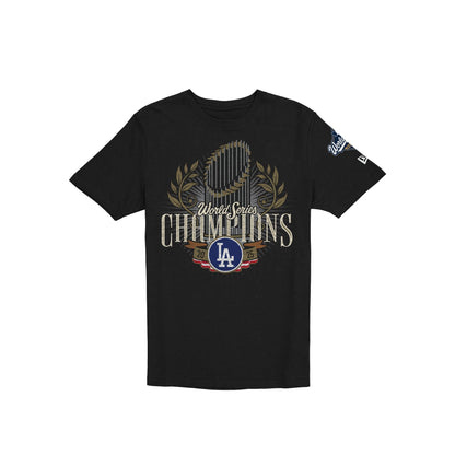 Los Angeles Dodgers 2025 World Series Champions Commissioner's Trophy Black T-Shirt