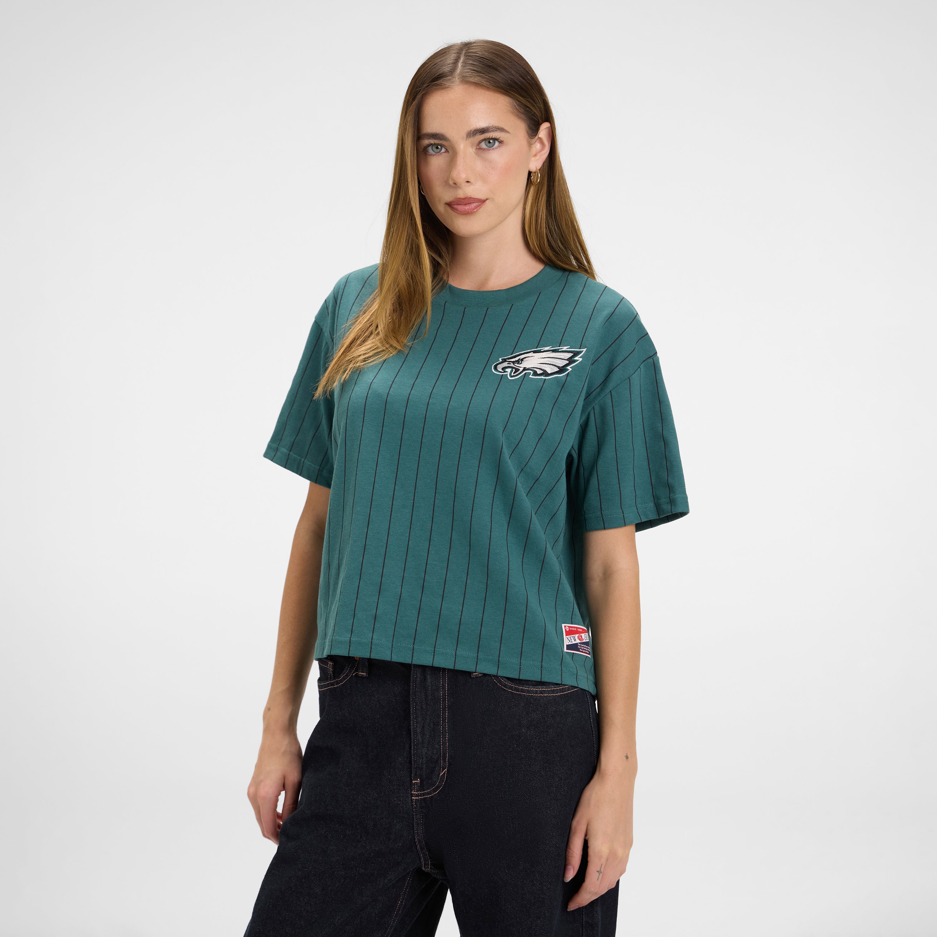 Boston Red Sox Throwback Women's Cropped Pinstripe T-Shirt