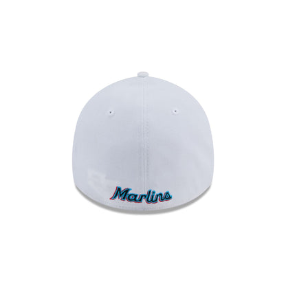 Miami Marlins Optic White 39THIRTY Stretch Fit Hat