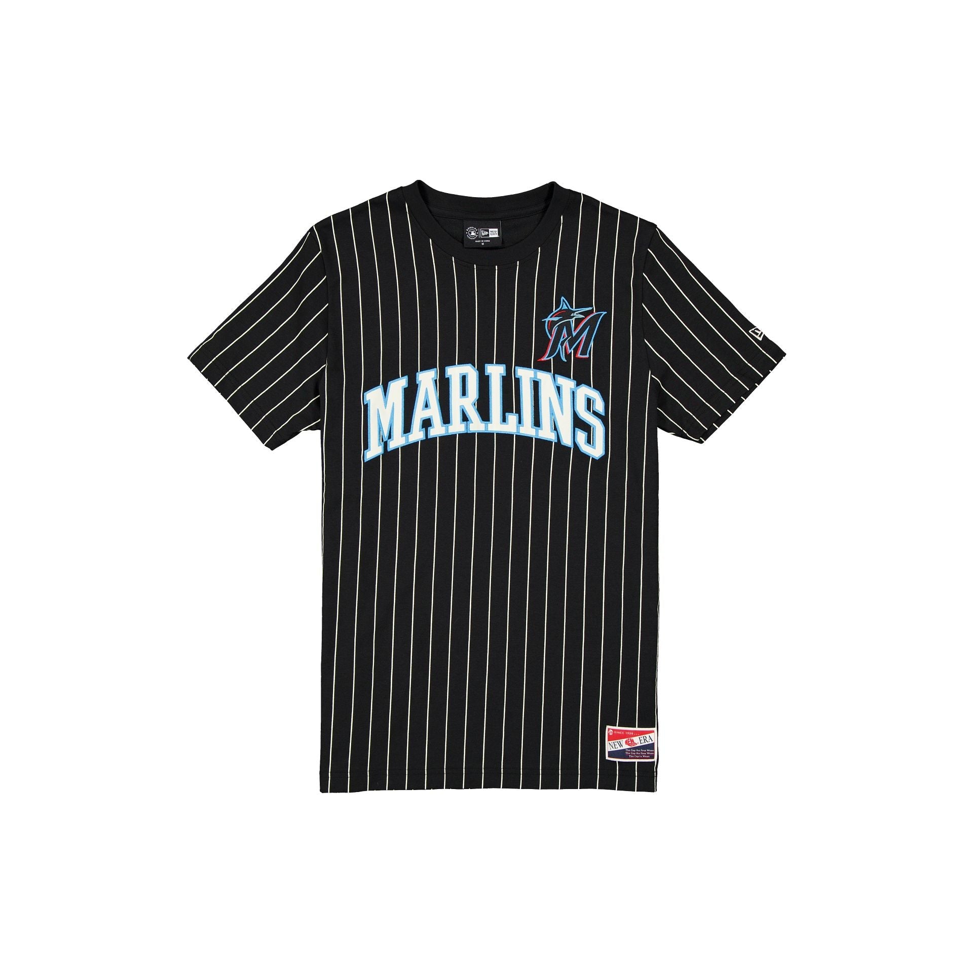 Miami Marlins Throwback Pinstripe Wordmark T-Shirt
