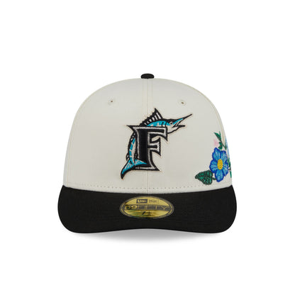 Miami Marlins Cooperstown Tonal Florals White 59FIFTY Fitted Hat