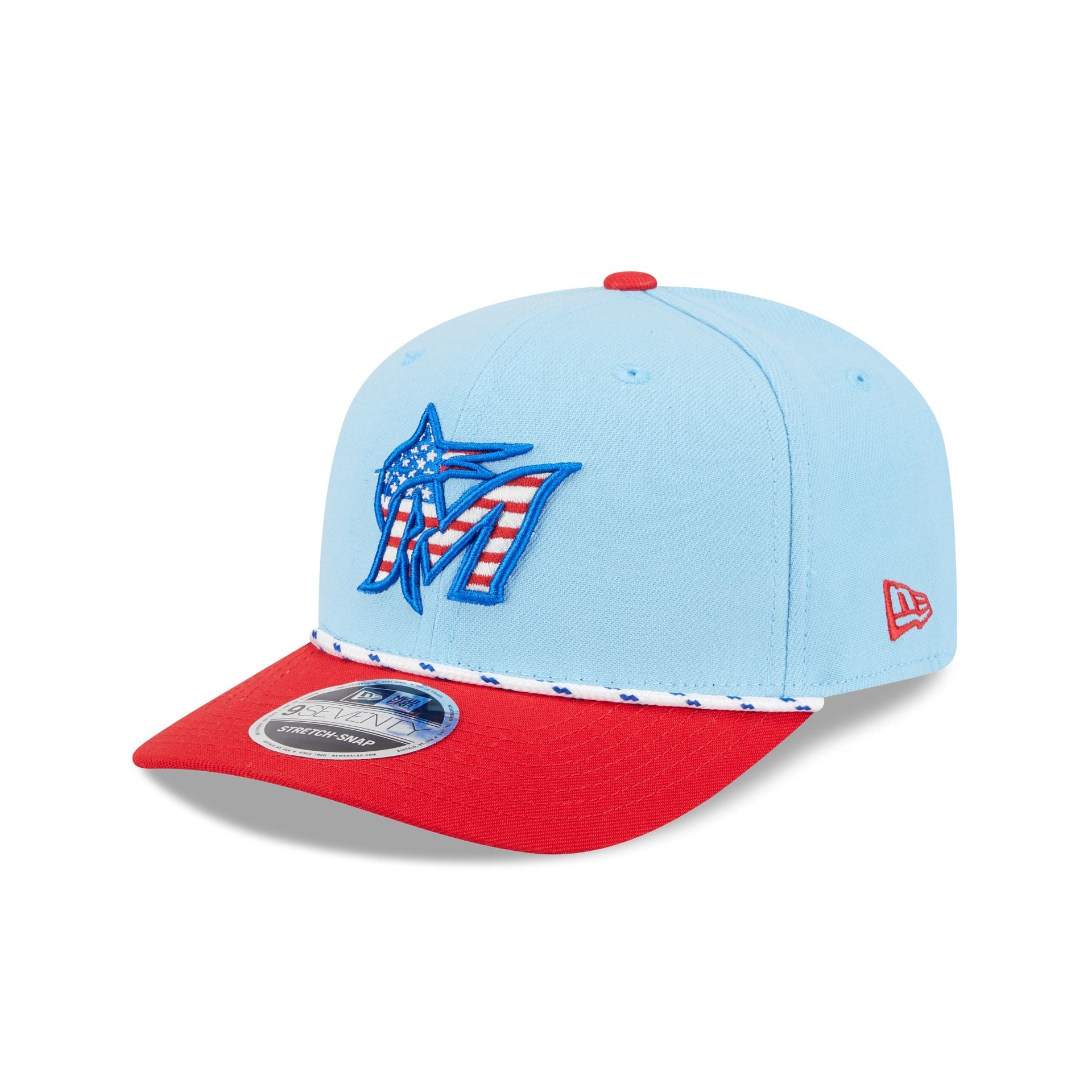 Miami Marlins Independence Day 2025 9SEVENTY Stretch-Snap Hat