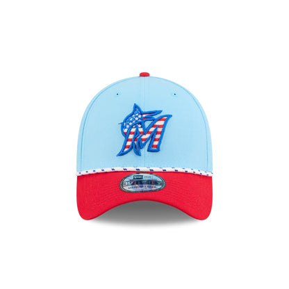 Miami Marlins Independence Day 2025 39THIRTY Stretch Fit Hat