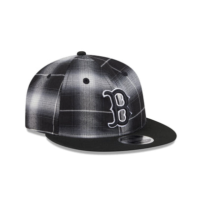 Boston Red Sox Black and White Plaid Retro Crown 9FIFTY Snapback Hat