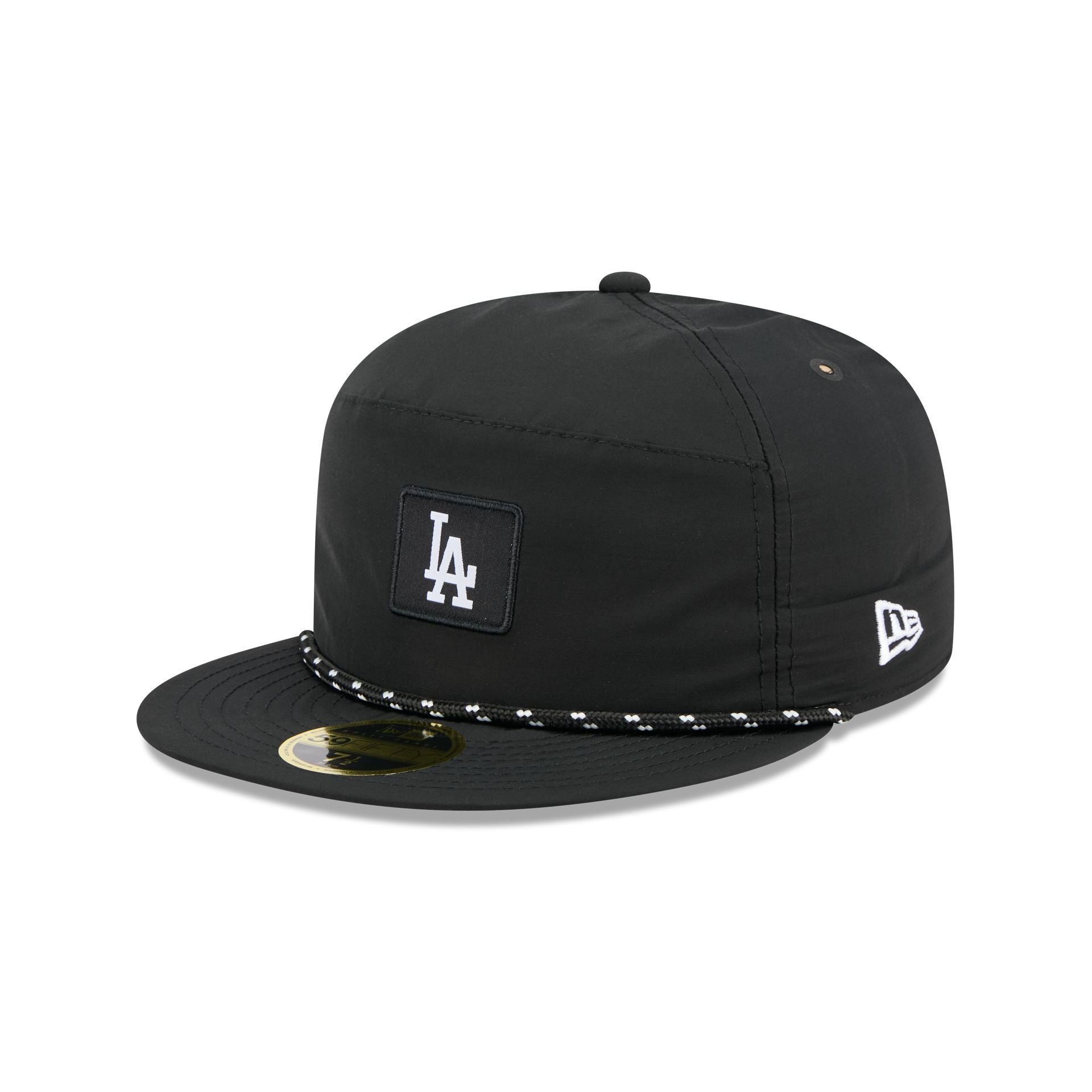 Los Angeles Dodgers Black Poly Rope Split Panel 59FIFTY Fitted Hat