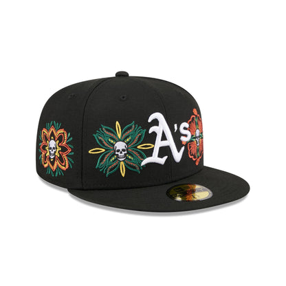 Athletics Day of the Dead Skull & Flowers 59FIFTY Fitted Hat