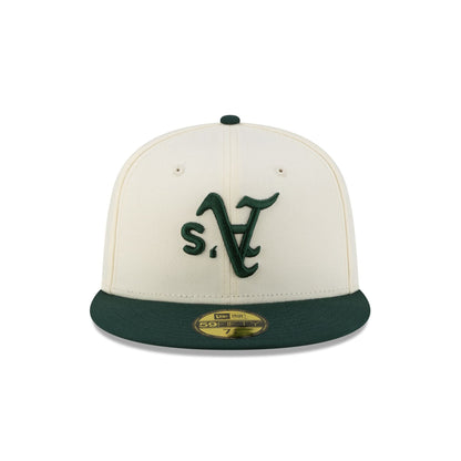 Athletics Upside Down Logo Chrome 59FIFTY Fitted Hat